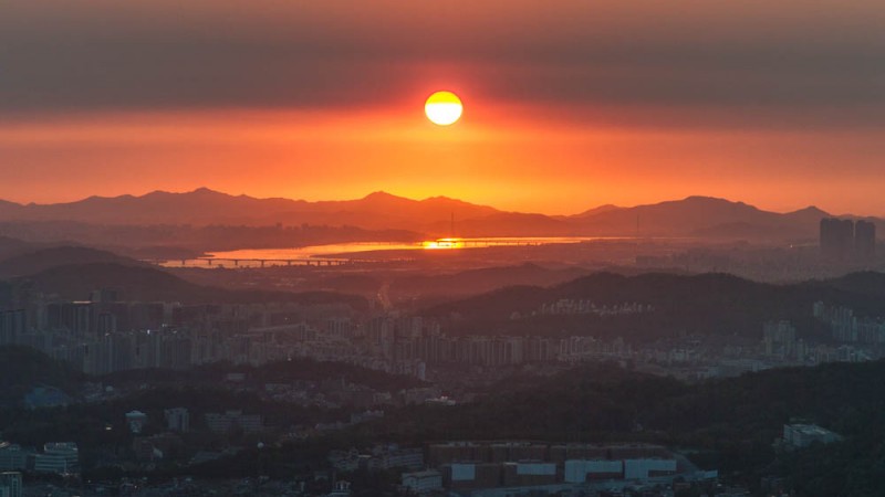 Seoul sunset seen from N Seoul Tower