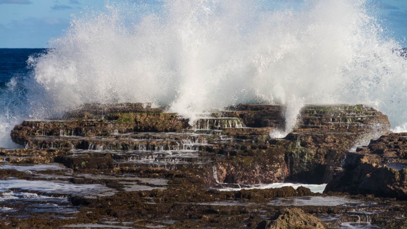 Blowholes langs de kust van Tongatapu