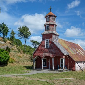 Houten kerk in Hillinco op het eiland Chiloe